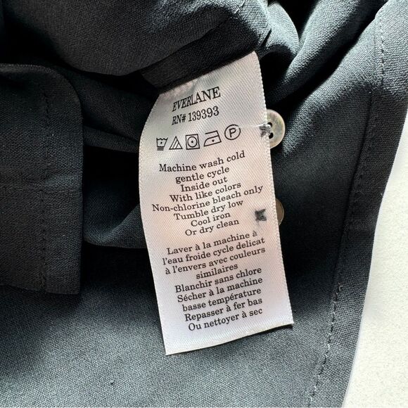 Everlane The Washable Clean Silk Two-Pocket Relaxed Shirt Black Size 0 NWOT - Picture 6 of 7